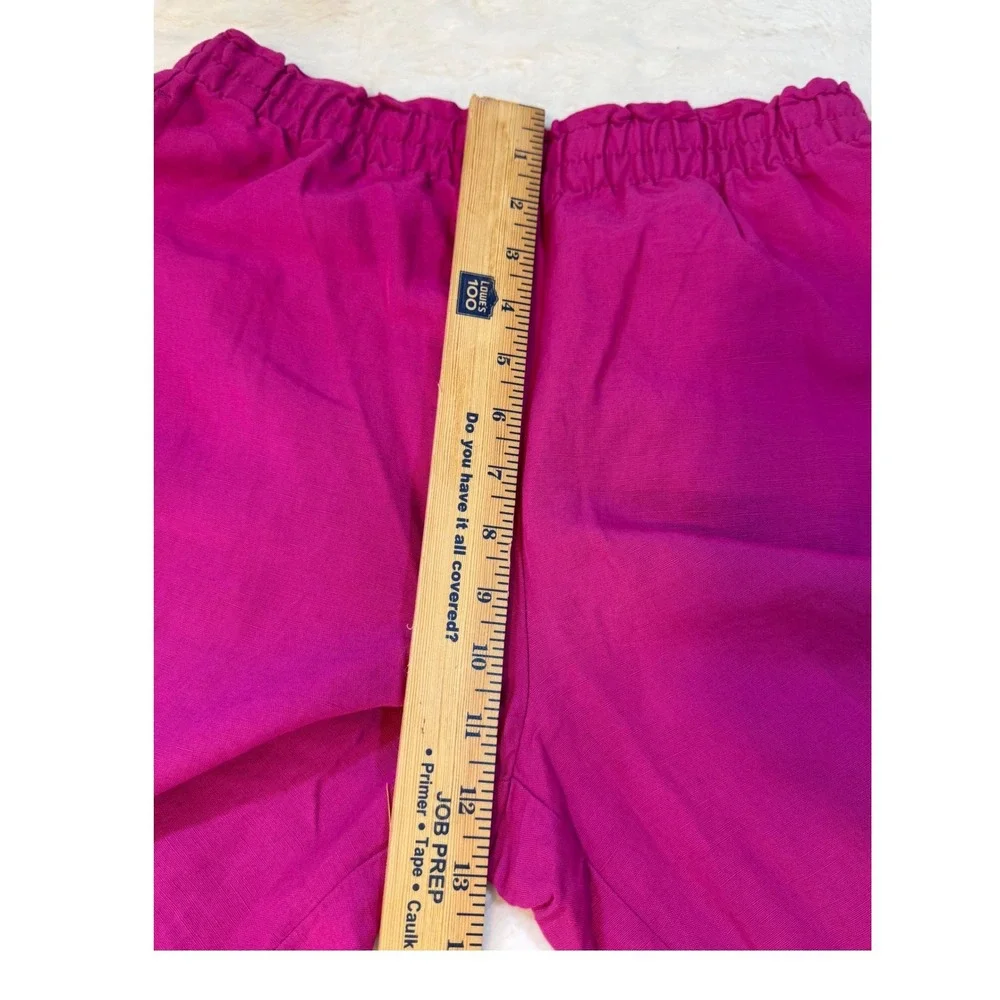 H&M Linen Blend Wide Leg Pants Magenta Pink Elastic Waist Womens XS New